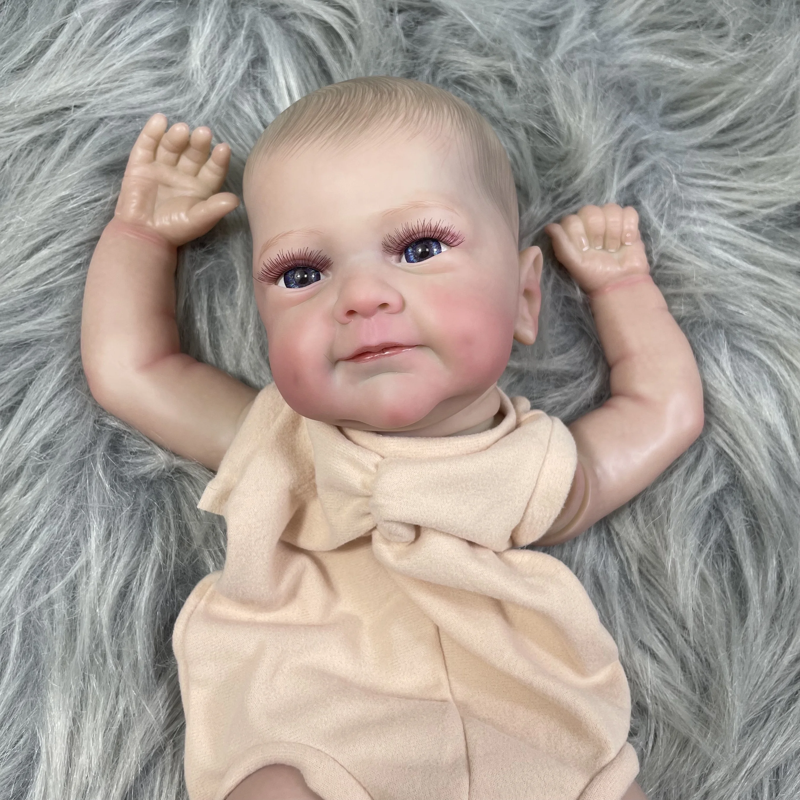 19 inches Already Painted Bebe Reborn Doll Kits Sanya With Blue Eyes Vinyl Reborn Doll Unassembled DIY Reborn Doll Kit Gift