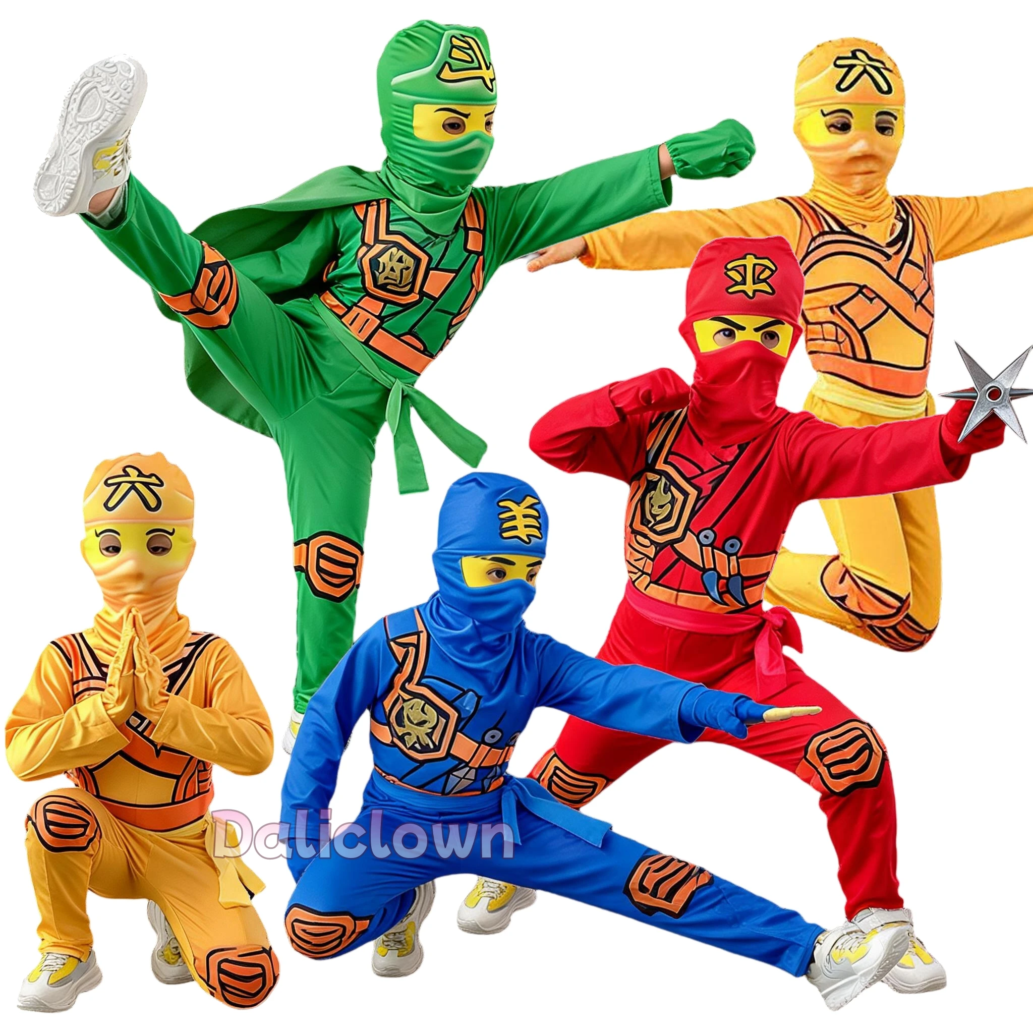 Kids Outdoor Ninja Warrior Course - Leg Ninja Cosplay Superhero Jumpsuit Suit