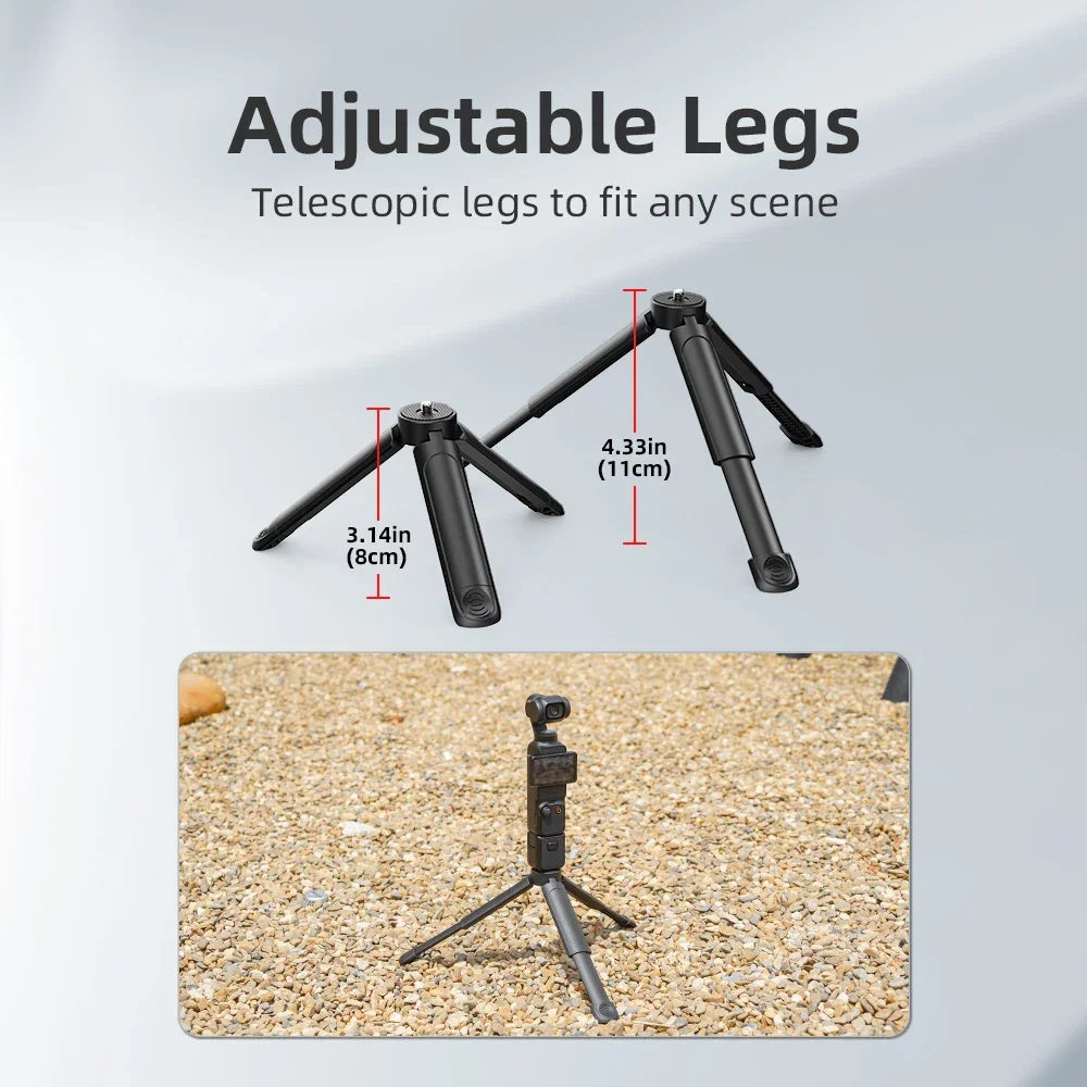 Treppiede Mini Estensibile Flymile, Asta Selfie Portatile con Impugnatura, Treppiede da Tavolo per Webcam, Compatibile con DJI Pocket 4/Insta360 X5