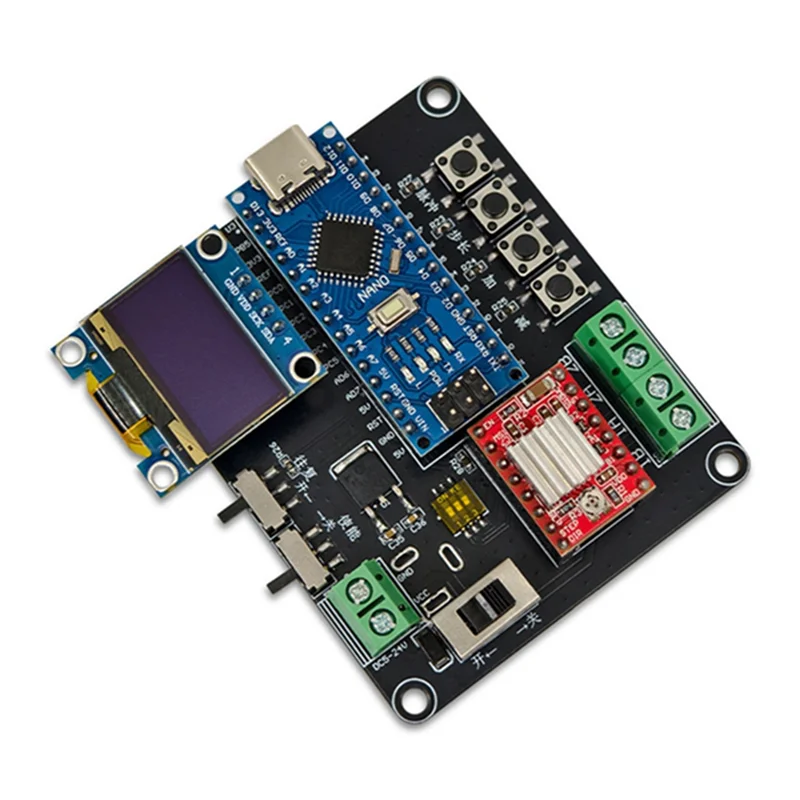 

CABE-Atmega328p Модуль шагового двигателя A4988 Модуль драйвера шагового двигателя Вход постоянного тока 5-24 В