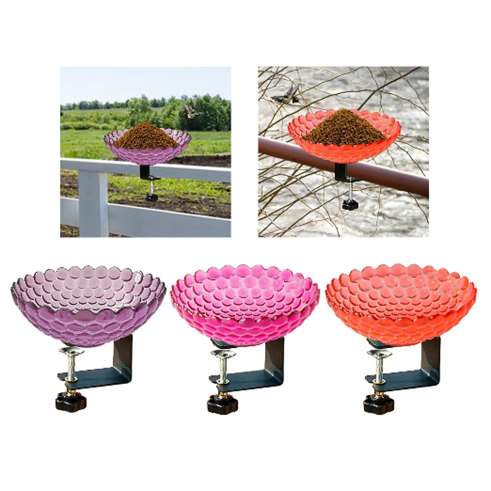 Deck Mounted Bird Bath Decor Balcony Railing Birdbath for Yard Patio Outdoor