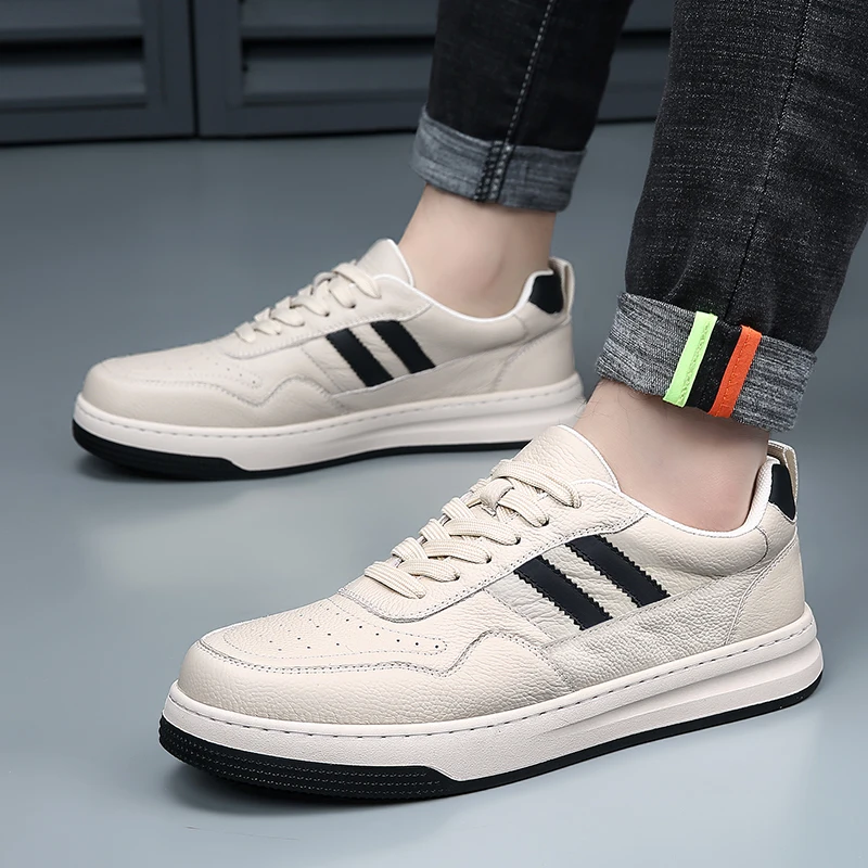 DIMANYU Men's Casual Shoes 2026 Fall New Platform Genuine Leather Sneakers Shoes Lace-Up Breathable Men's Virtue Training Shoes