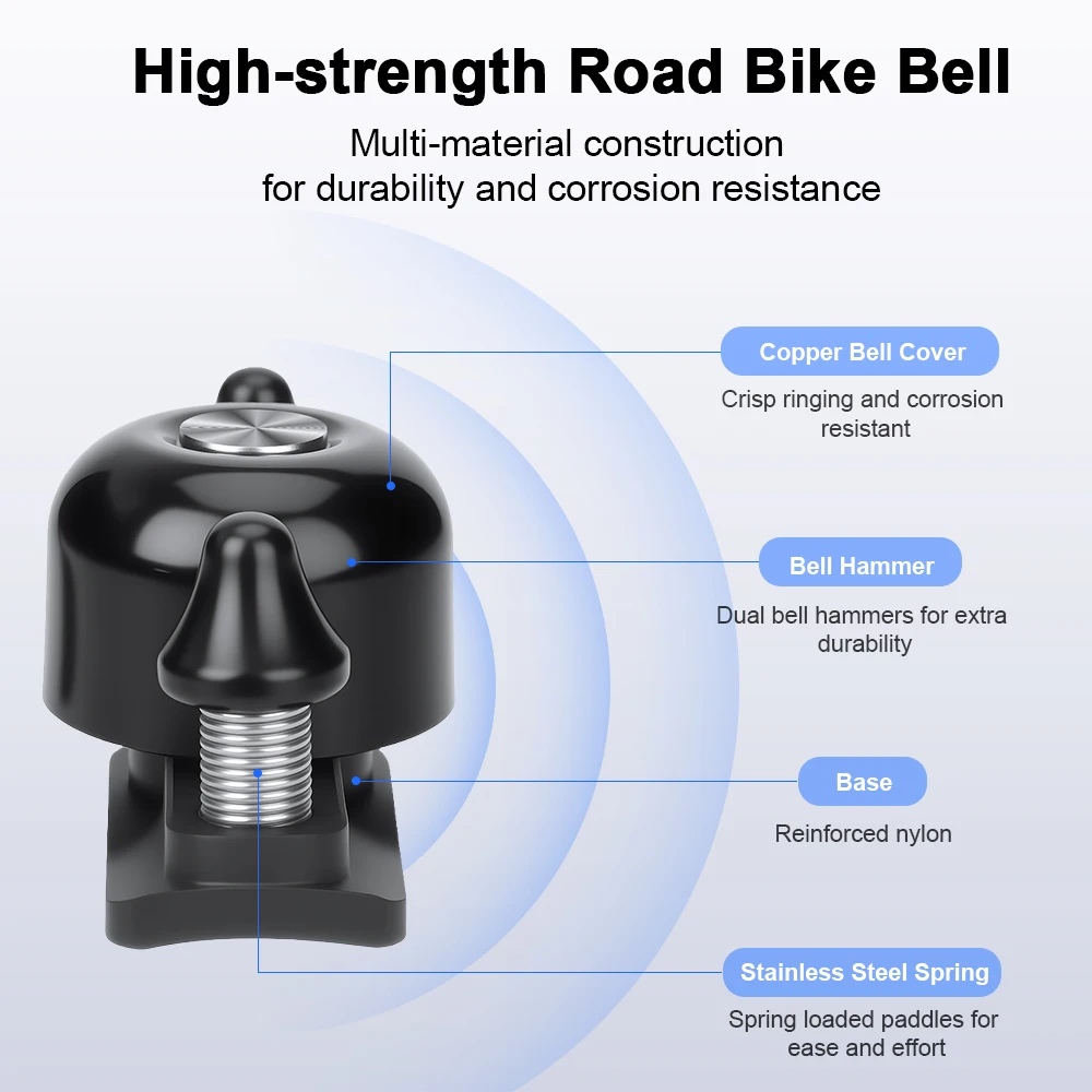 Rockbye Kupfer-Fahrradklingel Sicherheitswarnung Fahrradklingel Hupe Fahrradalarm Speziell für Rennräder 100dB lauter Lenkerlautsprecher – Detail 9
