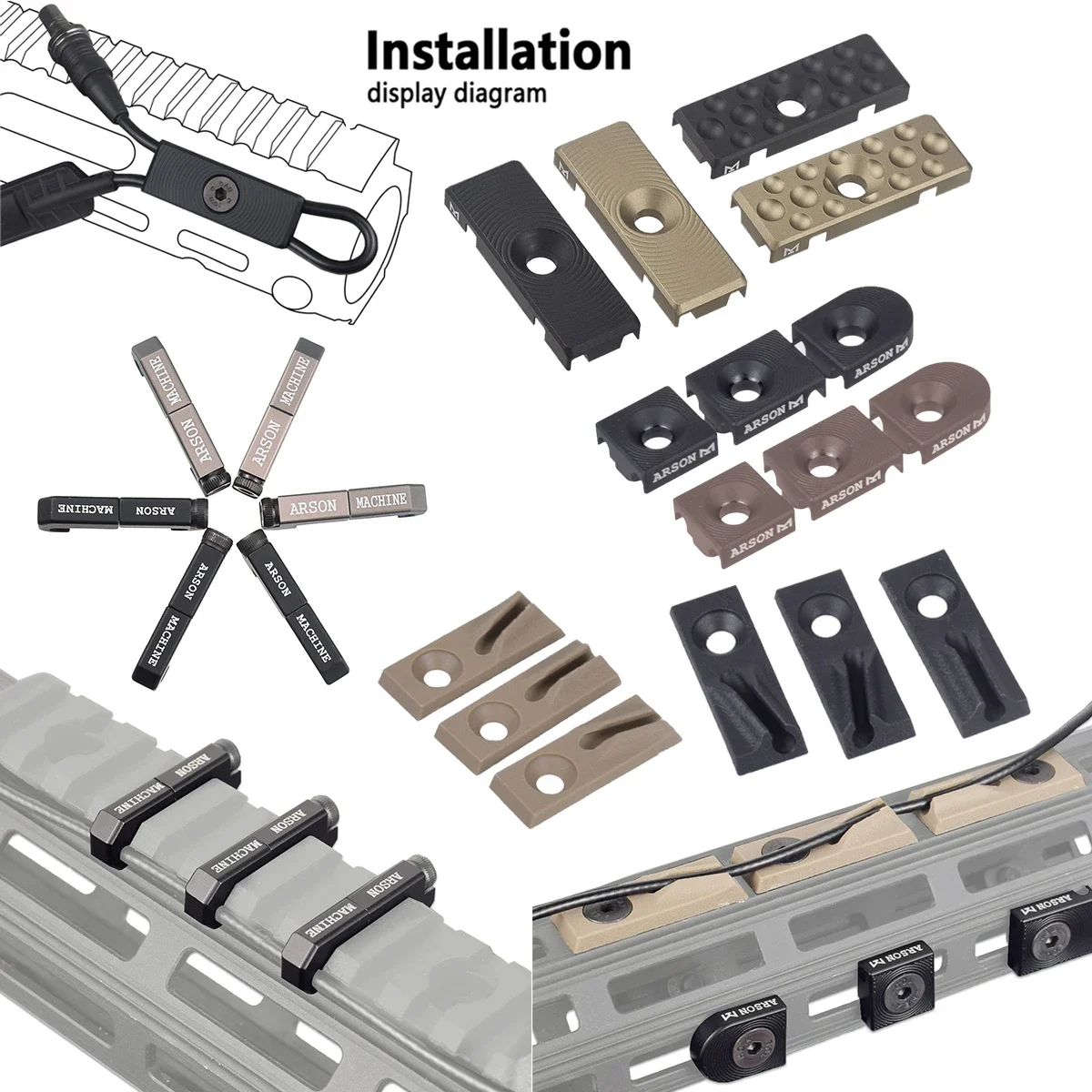 Guía de cables táctico M-LOK – Clip organizador para linterna 20mm - imagen 5