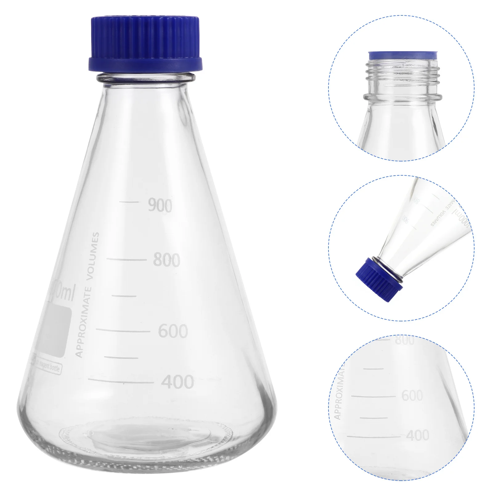 

1Pcs Glass Conical Flask 1000ml Graduation Line Stable Base Chemistry Experiment Laboratory Flask Transparent Liquid Measurement