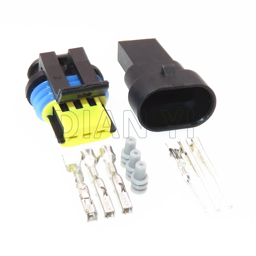 1 Set 3 Way Car Plastic Housing Wire Connector 15336029 AC Assembly Automobile Cable Harness Socket With Cables