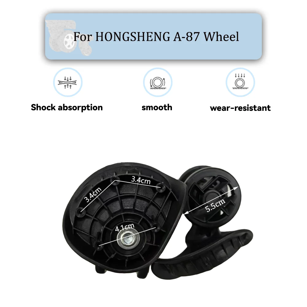 

For HONGSHENG A-87 Universal Wheel Black Replacement Suitcase Silent Smooth Shock Absorbing Rotating Durable Accessories Wheels