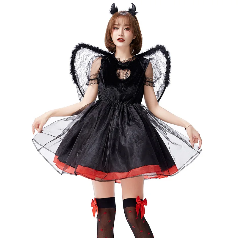 

2025 New loween Fallen Devil Cosplay Costume Sexy Heart Fluffy Men's Wear Chinese Production Stage Performance Traditional...