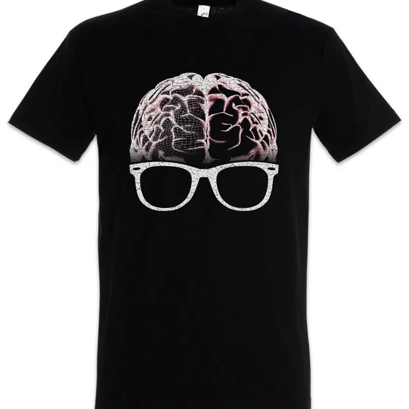 Nerd Brain T Shirt Fun Geek Computer Scientist Coder Glasses Gamer Gaming