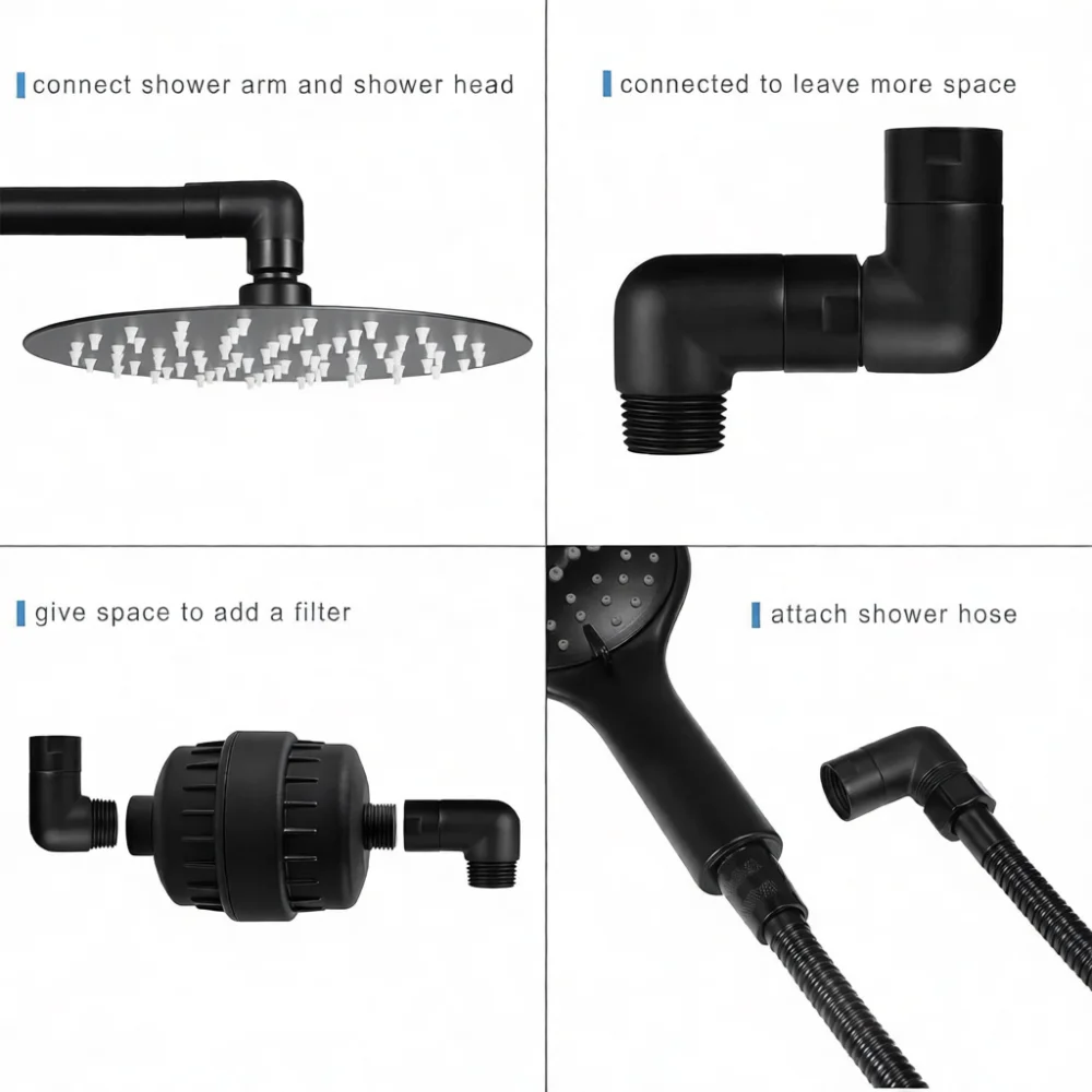 High Quality Brass Shower Elbow Adapter 90 Degree Swivel Connector For Rainfall Shower Head Wall Mounted System