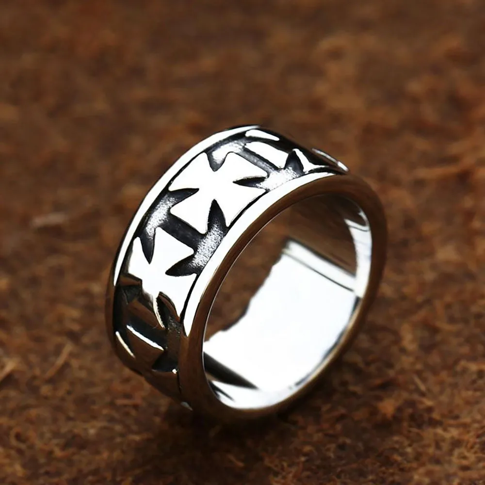 Vintage Iron Cross Rings For Men Punk Stainless Steel Cross Men\'s Ring Fashion Simple Party Jewelry Gift Wholesale Size 8-13