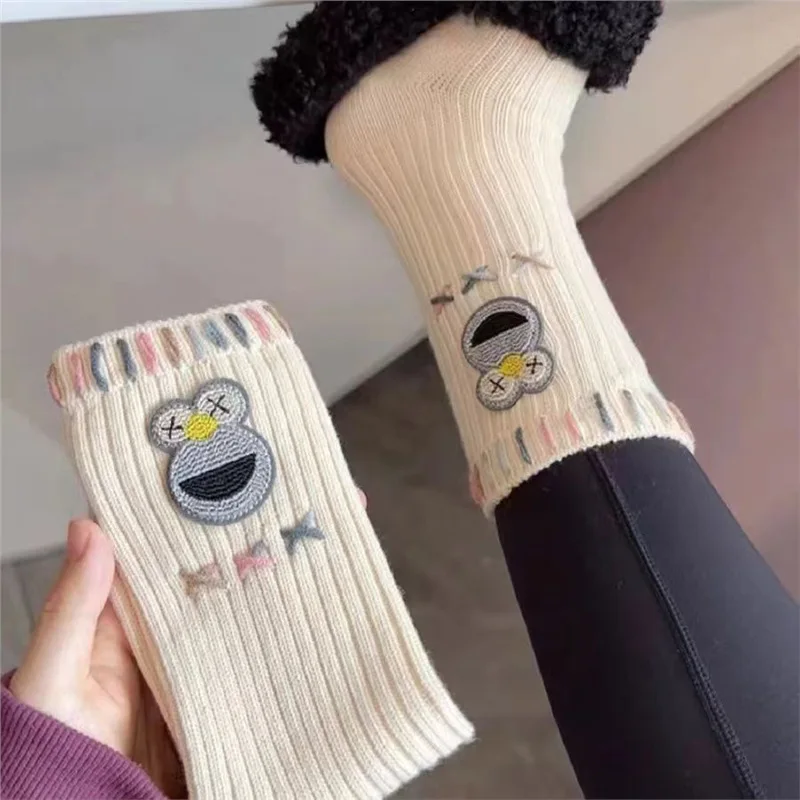 Socks Female Small Frog New Mid-tube Socks Ins Fashion Personality Outside Wearing Retro Everything Fashion Sports Mid-tude Sock