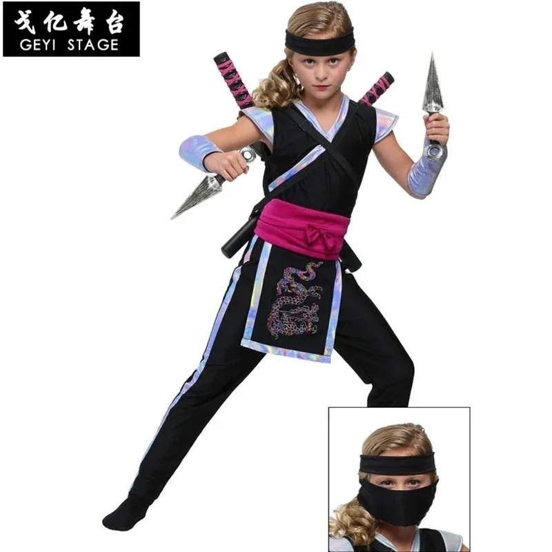 クラシックハロウィンコスチュームコスプレ忍者武道衣装子供のファンタジードレスパーティー紙制服大人の装飾 g44