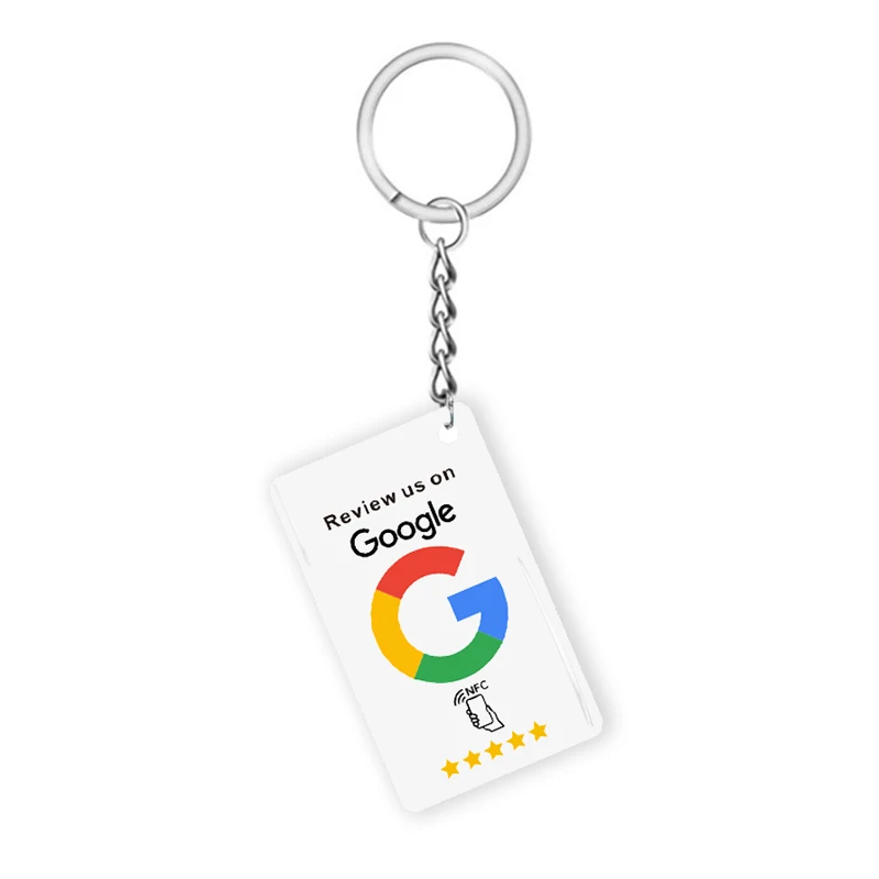 NFC Epoxy Tag Google Review Card Intelligent Tap to Share Contact Info Keychain Waterproof NFC Rectangle Tag