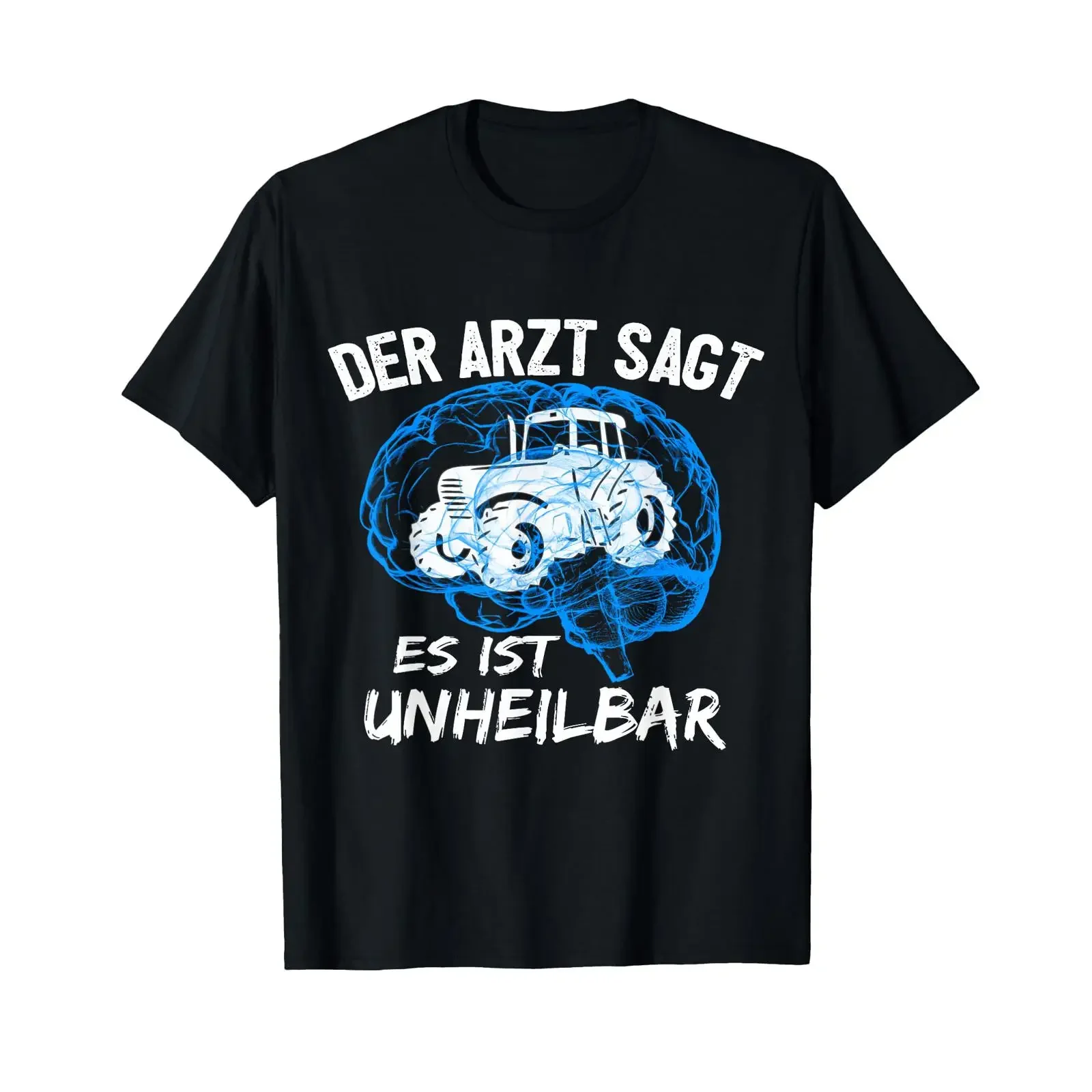 Farmer's Tractor T Shirt with Saying quot Es ist unheilbar Gehirn German Language vintage Washed Breathable fashion graphic