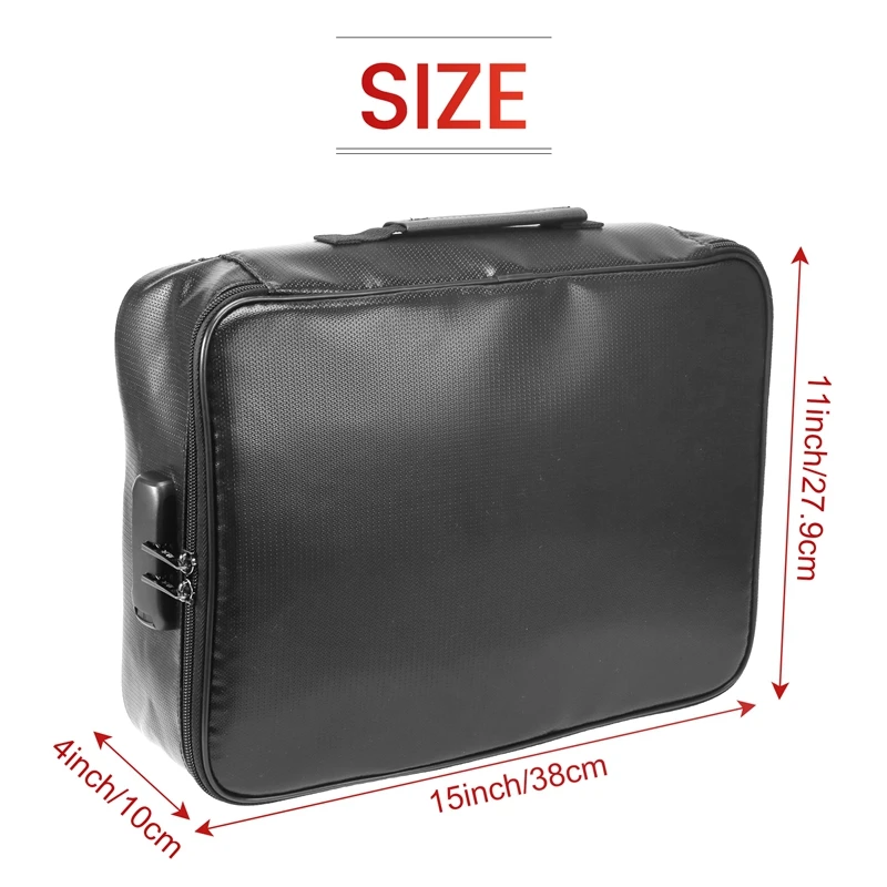 Borsa portadocumenti ignifuga con serratura, scatola portadocumenti impermeabile con maniglia, cassetta portadocumenti sicura per l'home Office, foto