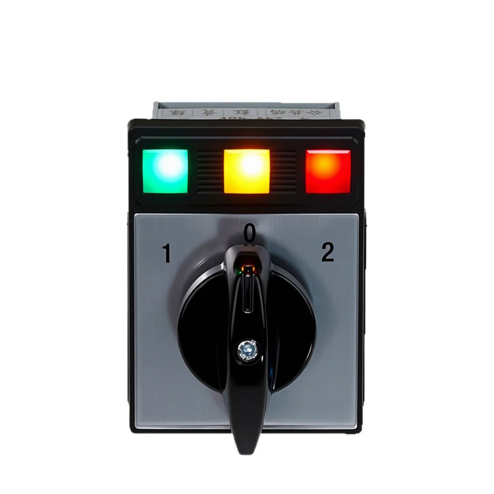 3 Position Switch Cam Rotary Switch For Power Distribution Built-in Indicator Light Thickened Copper Parts Silver Alloy Contacts