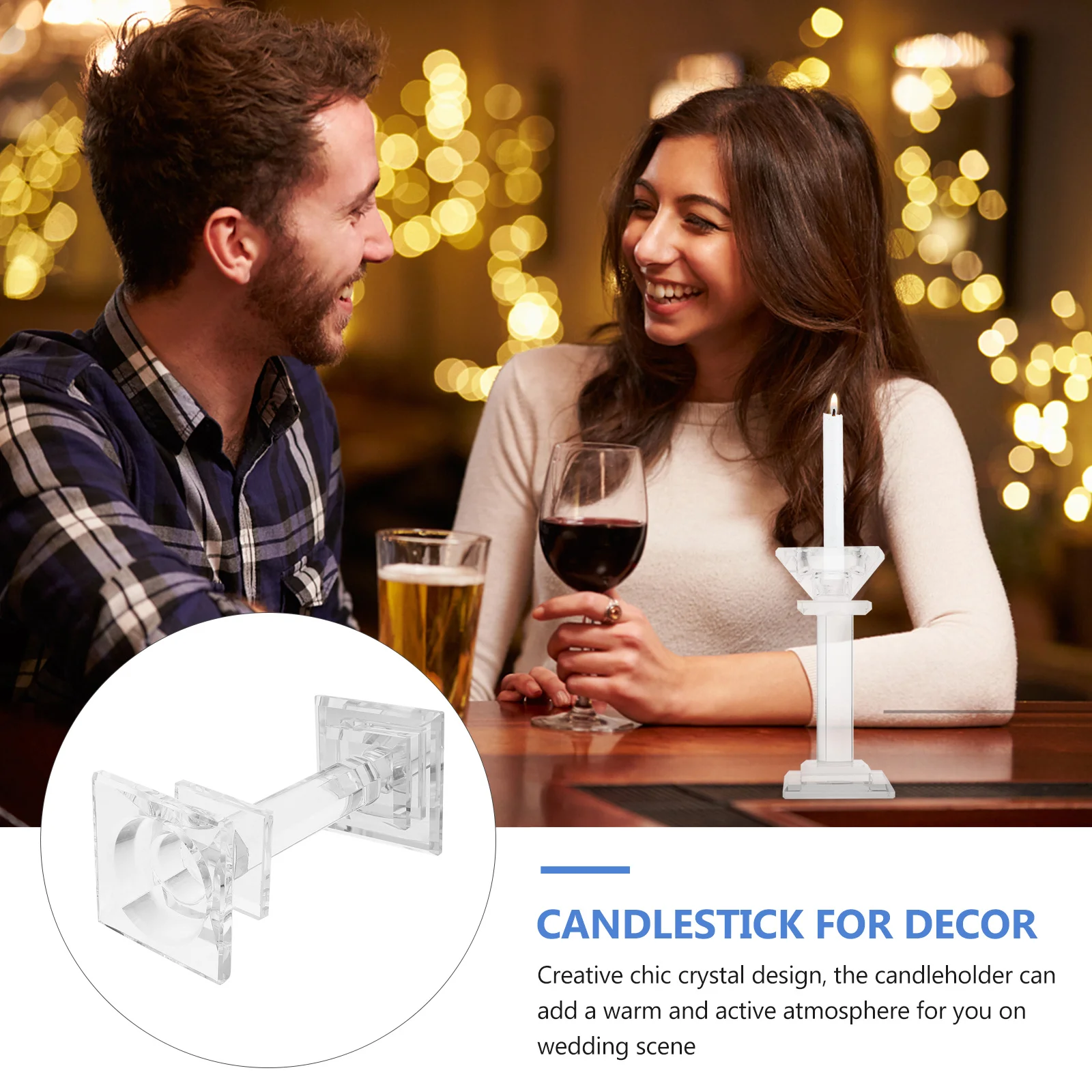 

1Pcs Crystal Candlestick Chic Single Head Design for Wedding Holder Tabletop Garden Decor Home Party Hotel Decorative