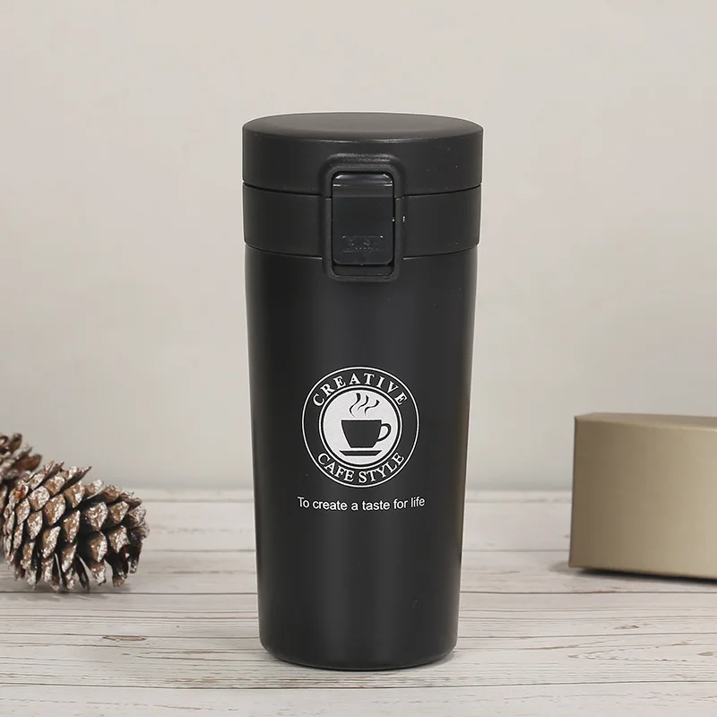 Taza de café de viaje de acero inoxidable de 380ML, termo de vaso, frasco de vacío, botella de agua, taza de té, termo