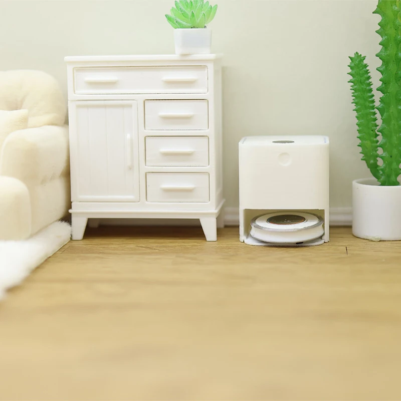 Miniaspiradora robótica de simulación para casa de muñecas, modelo de muebles para casa de muñecas, decoración, accesorios de escena micro, 1/12