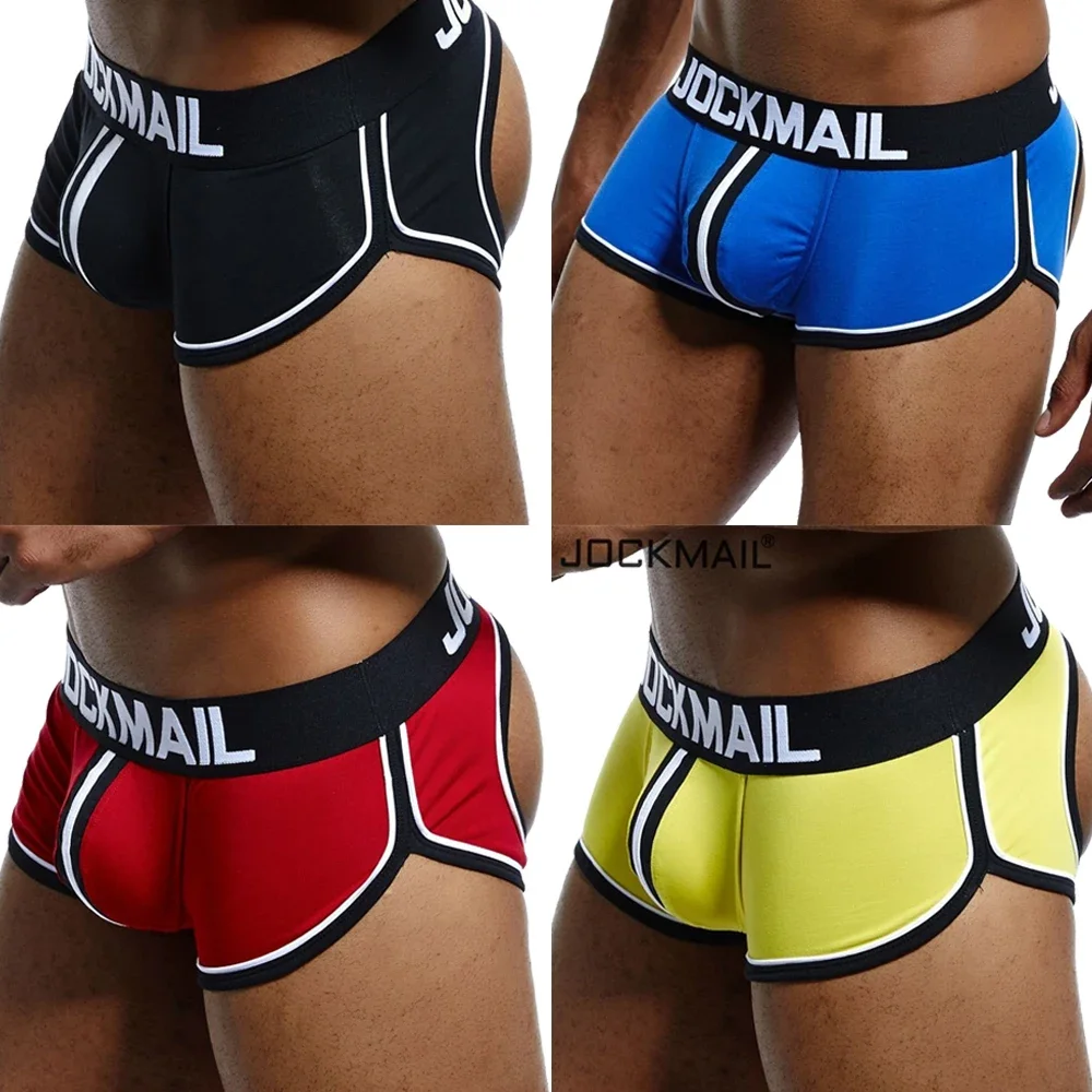 

JOCKMAIL, 4 упаковки, мужское сексуальное нижнее белье, дышащее нижнее белье cueca для геев, хлопковые боксеры, трусики, стринги с низкой талией, стринги