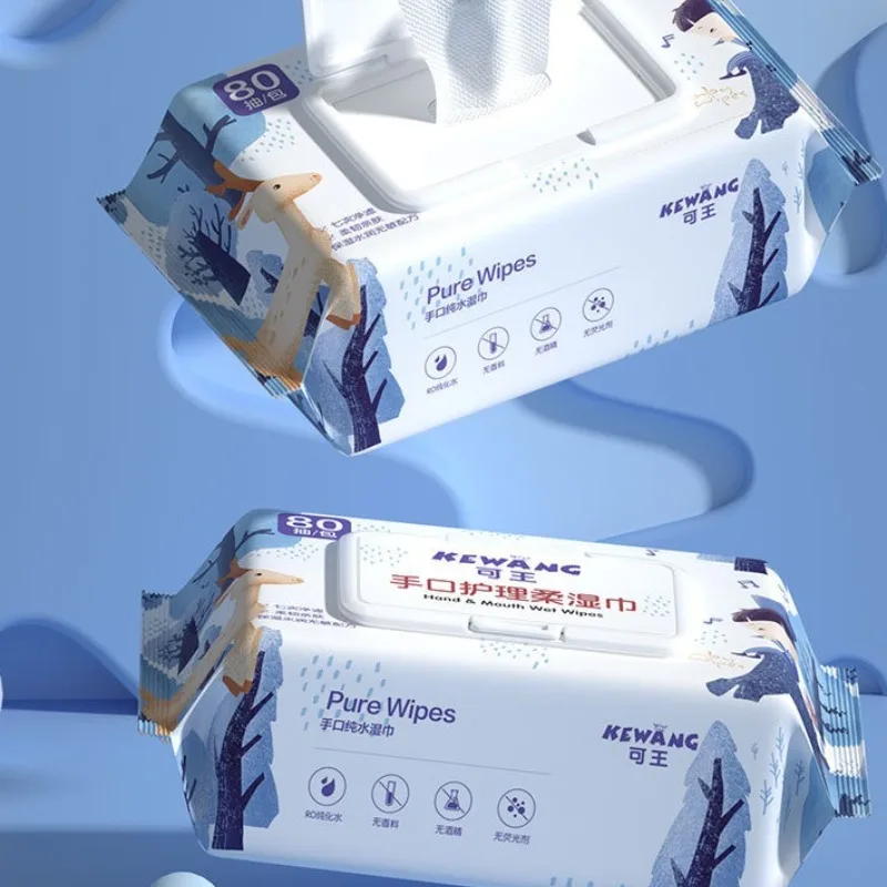 مناديل مبللة للأطفال 80 حقيبة كبيرة مضخة للعناية باليدين والفم مناديل مبللة لتنظيف النظافة يمكن التخلص منها