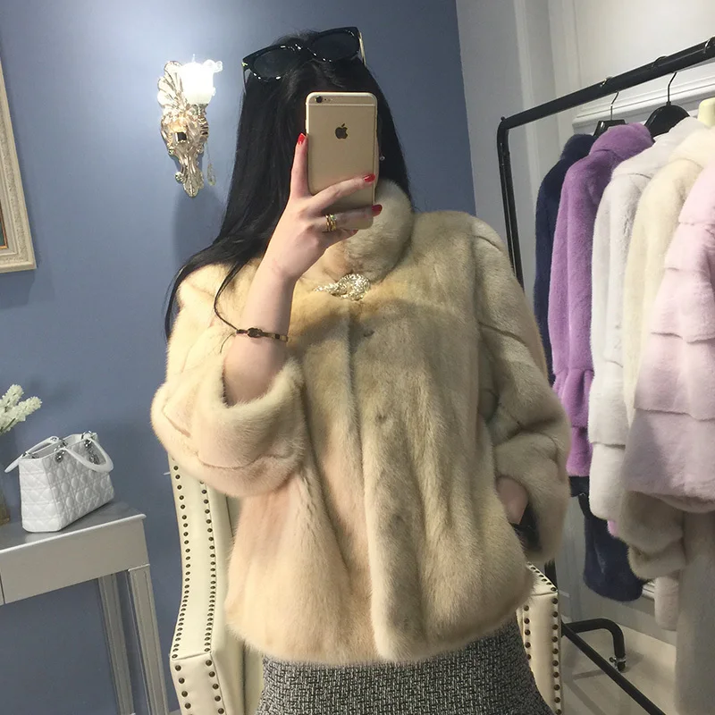 

high imported 2023 quality winter maternal mink fur coat mandarin collar women's clothing outerwear short coats high quality D15