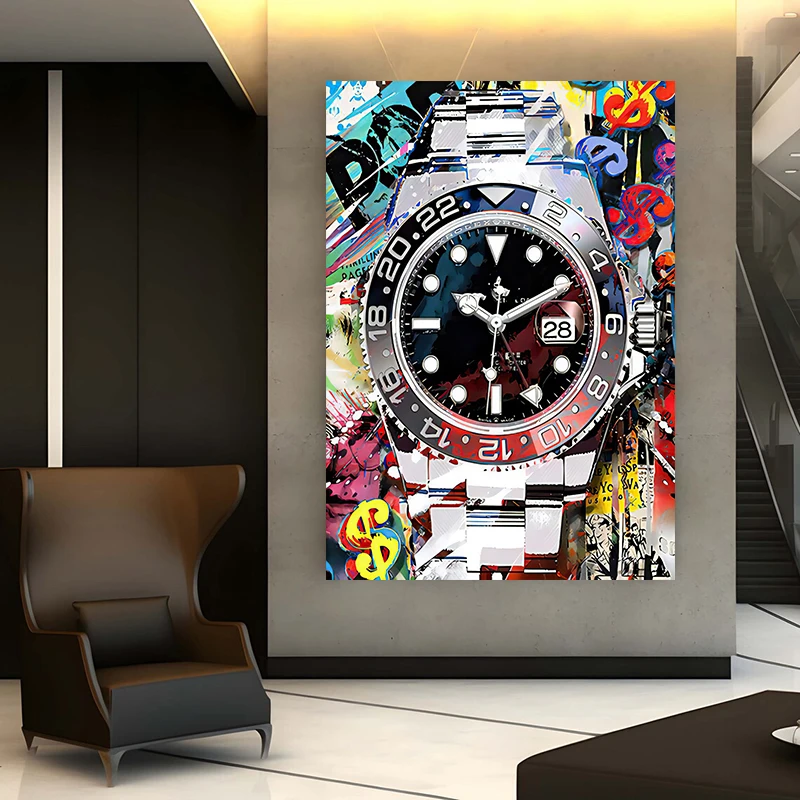 

Trendy Watch Street Art Graffiti Canvas Painting Modern Fashion Artwork Abstract Poster Prints Wall Pictures for Home Room Decor