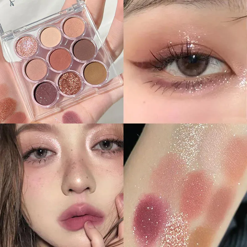 Paleta de sombras de ojos para fiesta, pigmentos de neón, 9 colores, púrpura brillante