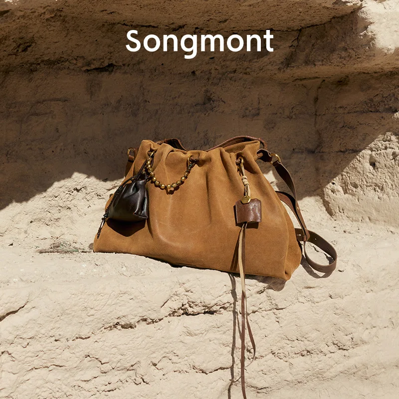 

Большая сумка Songmont — веганская замшевая бродяга с ремешком через плечо, повседневная сумка без усилий