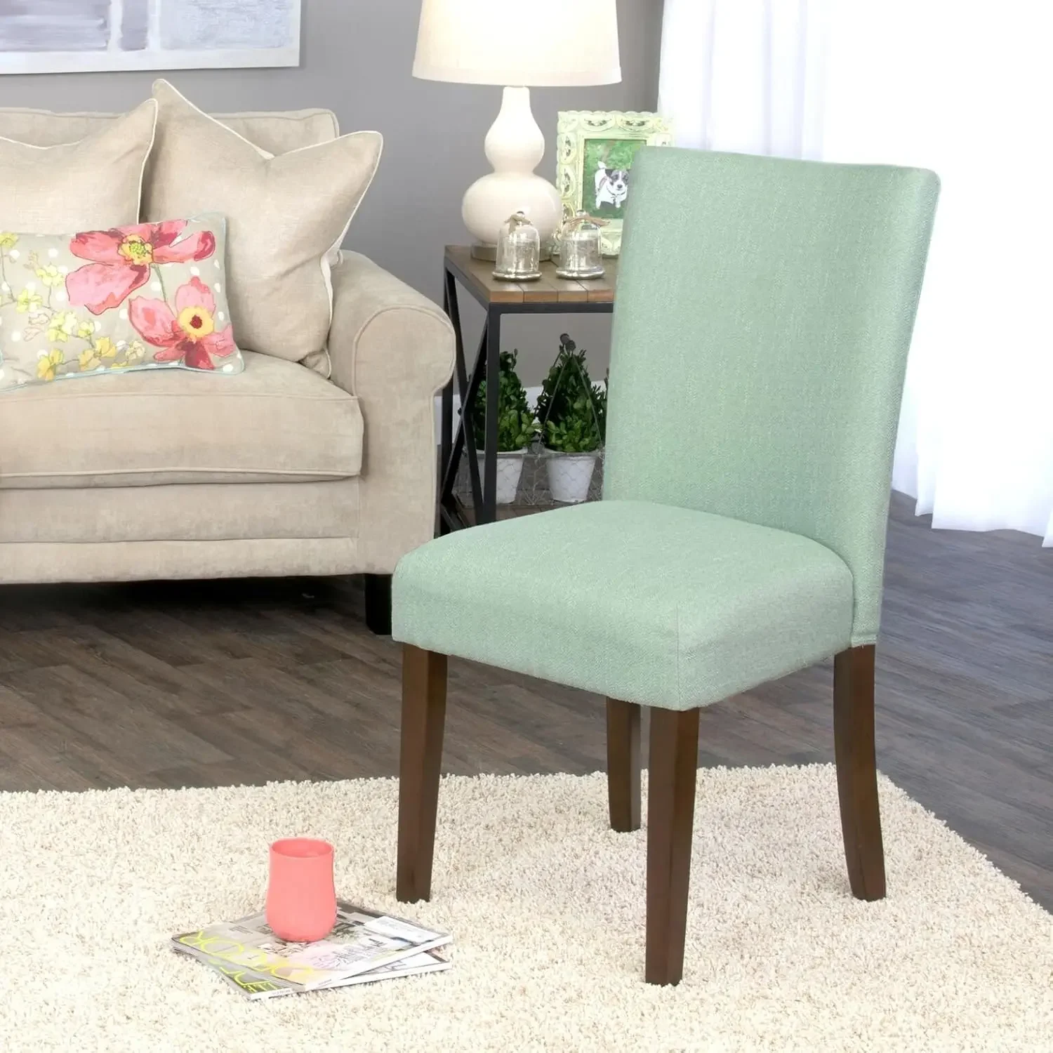 Parsons Classic Upholstered Accent Dining Chair, Single Pack, Teal