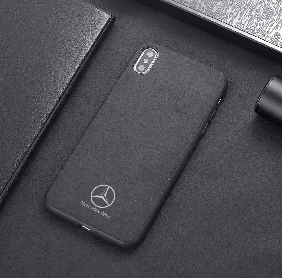For Mercedes Benz AMG Turn Fur Suede Phone Case for iPhone 16 15 13 14 11 12 Pro 12 Mini 7 8 XR XS 16 Plus 15Pro MAX Cover Shell