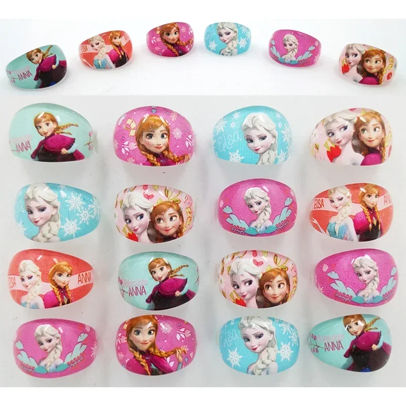 1set Disney Frozen Kids Rings Cartoon Princess Elsa Anna Acrylic Rings Girls Baby Toys Jewellery Party Decor Toys Birthday Gifts