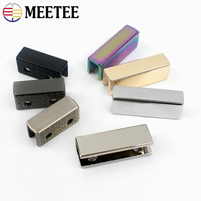 10/20/50P Belt Tip Metal Buckle 19/25mm Straight Edge Banding Clasp Bag Strap Side Clip Screw Buckles Decorate Button Accessory