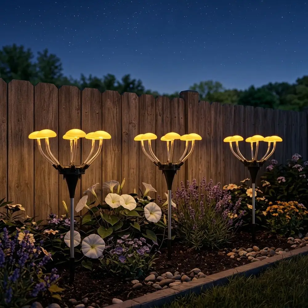 Solar-Powered Solar-Powered Lamp Mushroom-Shaped Night Lighting Mushroom-Shaped Lamp Automatic Light Sensor Patio Decoration