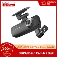 DDPAI Dash Cam N1 Dual Front and Rear Recording NightVIS 1296P Dash Camera Recorder Car DVR 24H Parking Mode WIFI & App Control