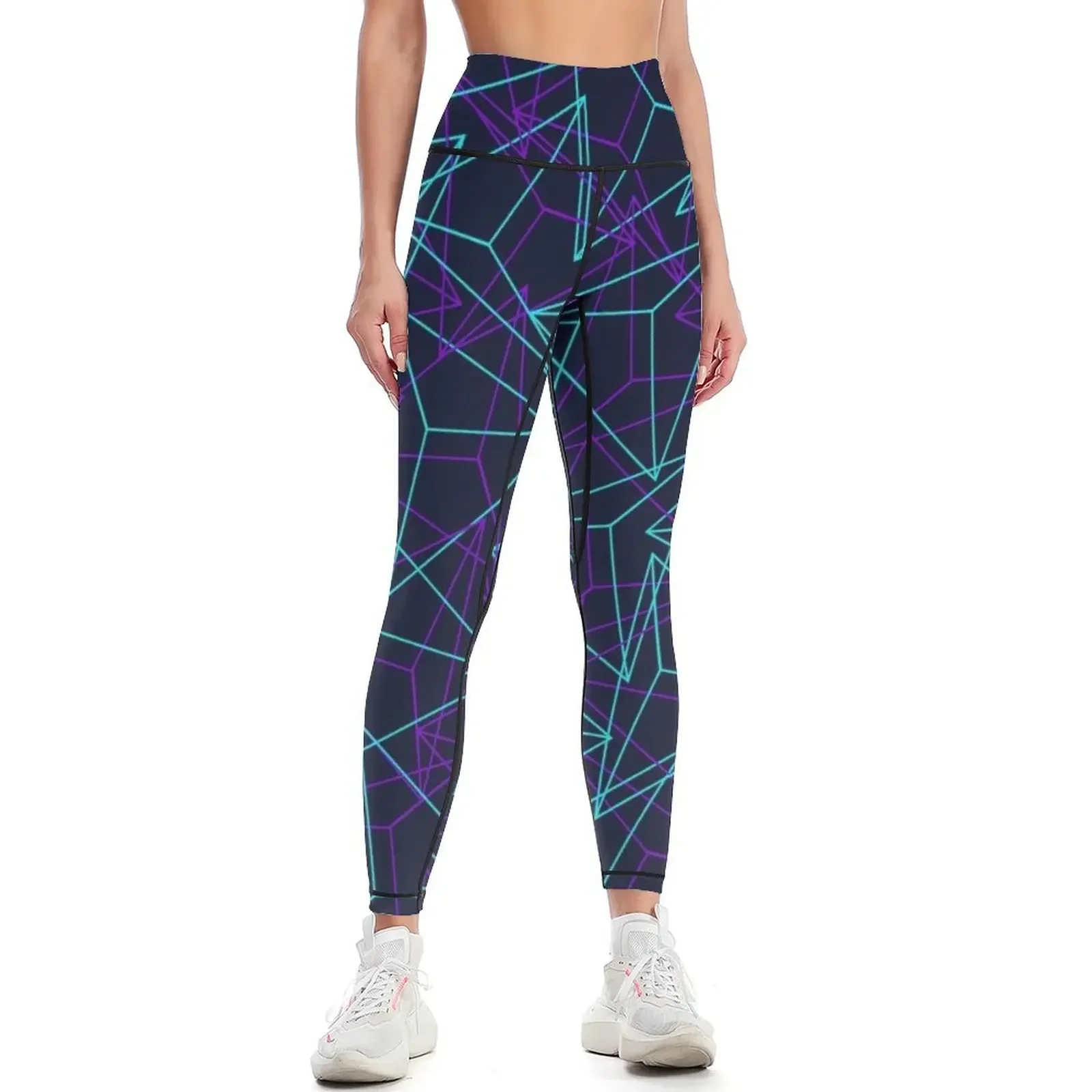 

Abstract Geometric 3D Triangle Pattern in turquoise/ purple Leggings Golf wear gym top Fitness's gym clothes Womens Leggings