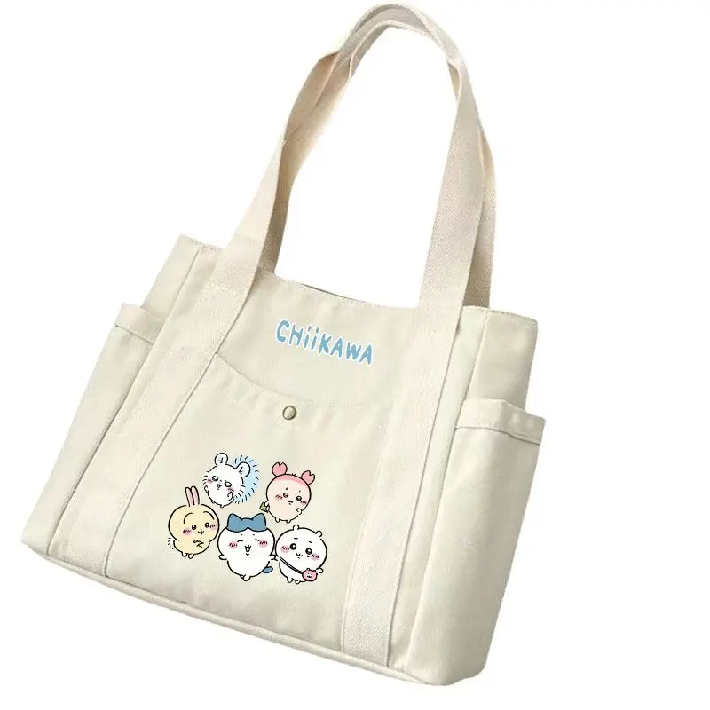 Anime Chiikawa Kawaii Lovely Tote Bag Girls Large Capacity One Shoulder School Bag Usagi Hachiware Student Tuition Bag Sweet New view 5