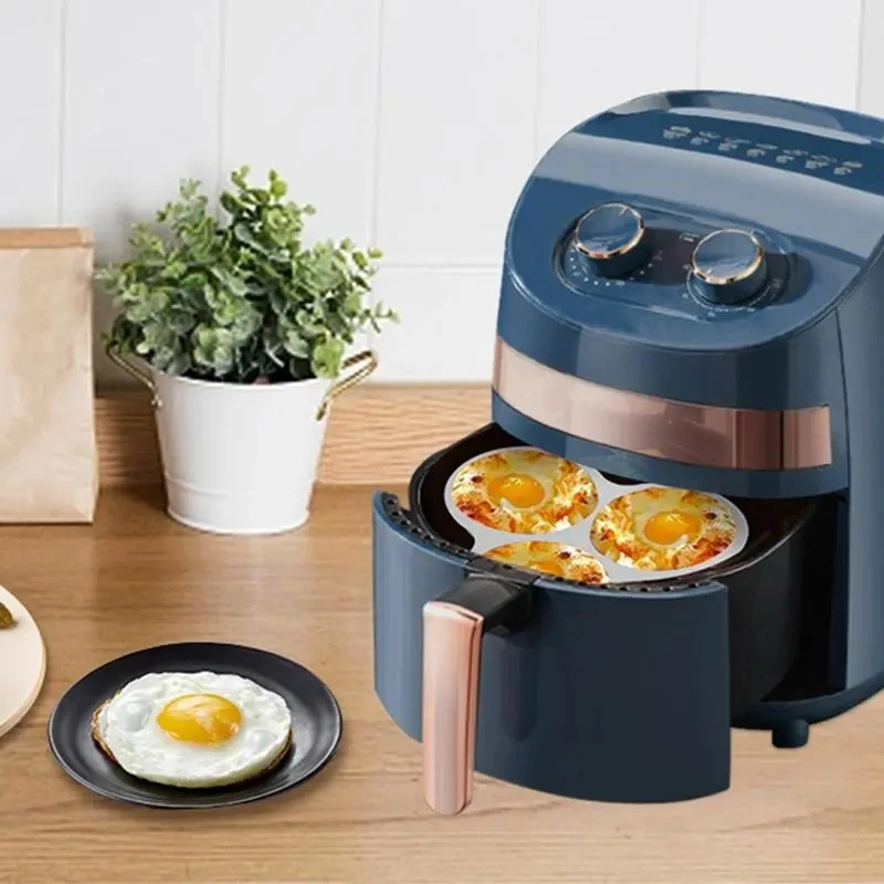 Reusable Air Fryer Egg Mold Non-Stick Air Fryer Baking Pan 3 Cavity Silicone Muffin Pans for Baking Hamburger Bun Pan Bakeware