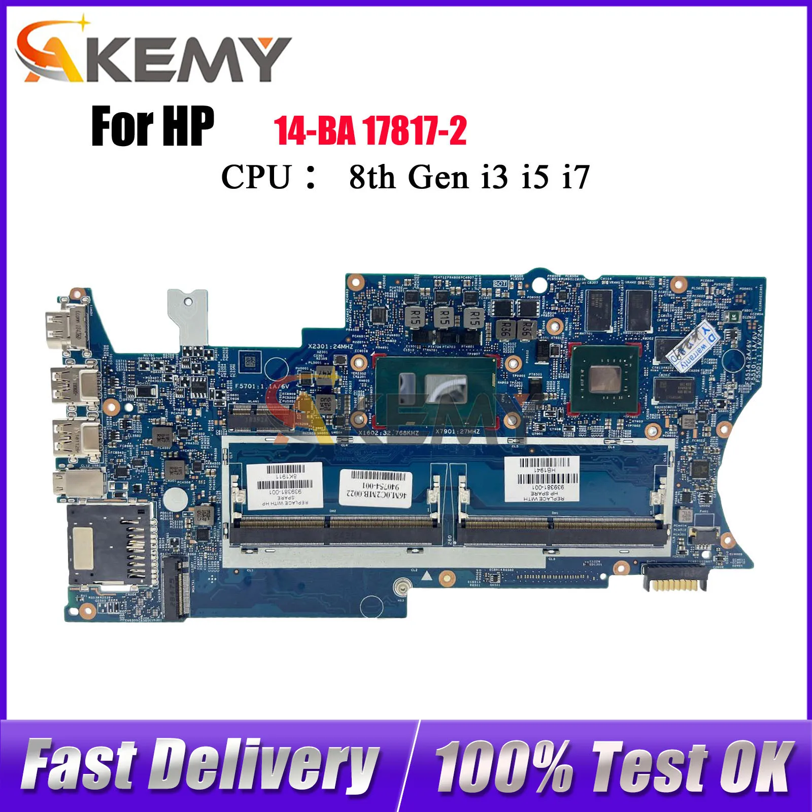 

939382-601 939381-601 For HP Pavilion X360 14-BA 14M-BA Laptop Motherboard 17817-2 With i5 i7 CPU DDR4 100% Fully Tested