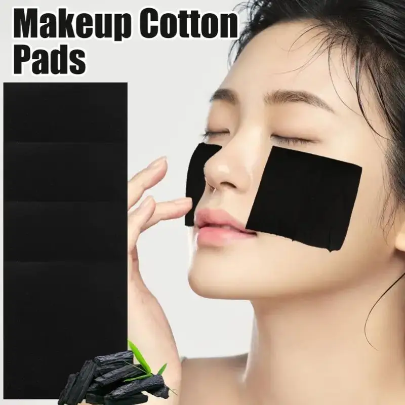 200PCS Disposable Bamboo Charcoal Wet Compress Cotton Pads Black Facial Makeup Remover Wipes Skin Cleaning Pads