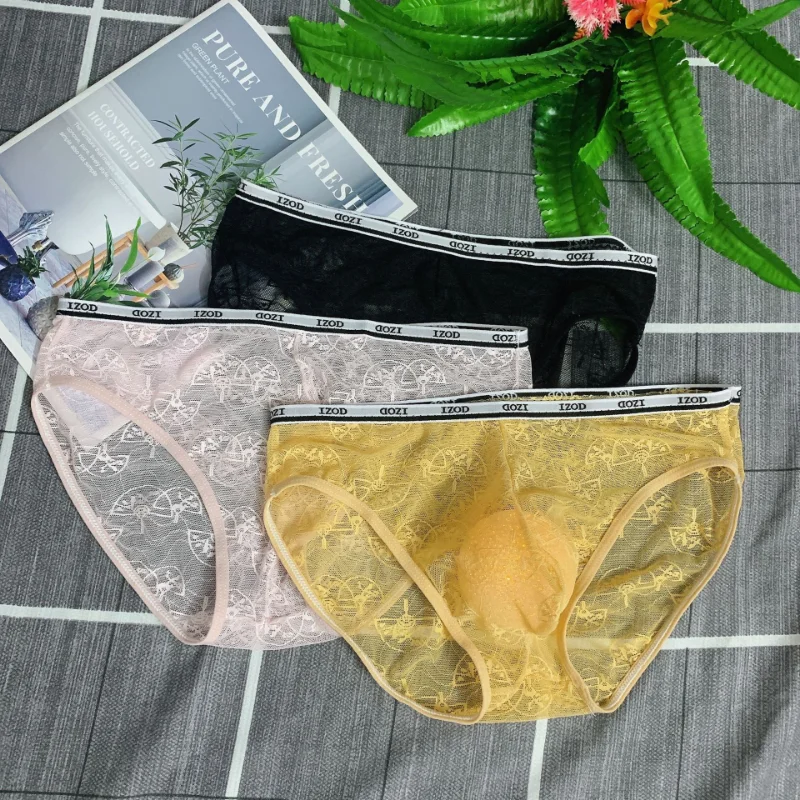 Men's Briefs Lace Transparent U Convex Underwear Ultra-Thin Sissy Pouch Panties Crossdresser Thongs Gays Lingerie Underpants - Image 4