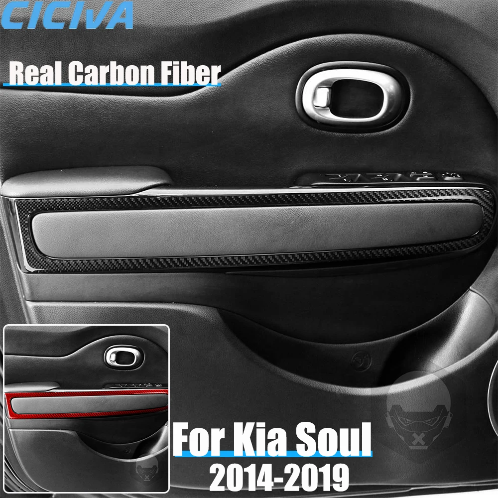 

Автомобильные аксессуары из настоящего углеродного волокна, декоративная накладка на переднюю дверь, мягкая наклейка для Kia Soul 2014 2015 2016 2017 2018 2019