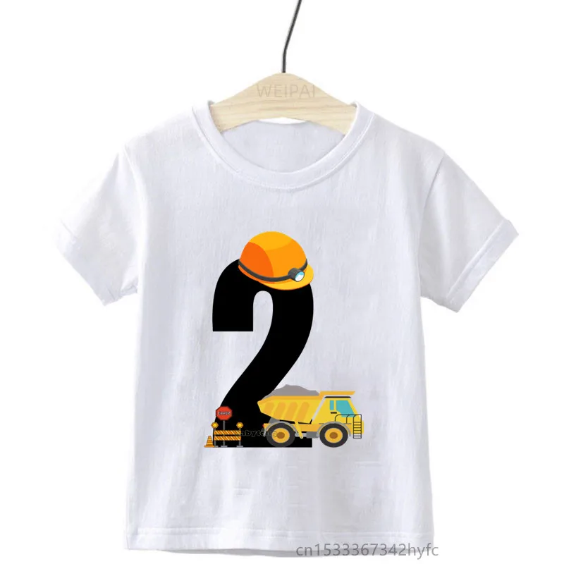 

Baby Kids Muck Truck Birthday Number Name Print T Shirt Children Birthday Car T-shirts Boy&Girl Funny Gift Tshirt Present