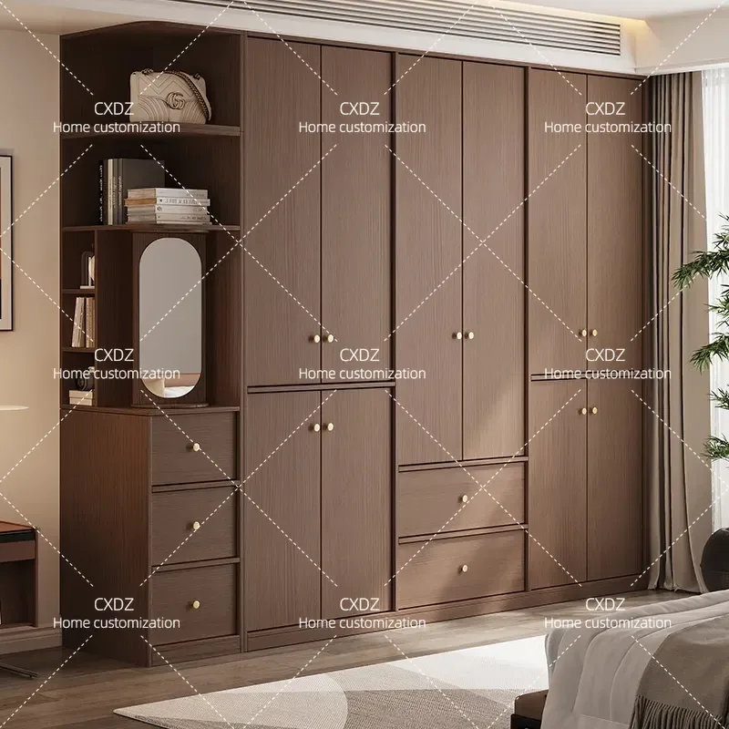 Solid Wood Wardrobe for Bedroom Small Apartment Medium Size Antique Style ENF Grade Eco Friendly Storage Cabinet Household