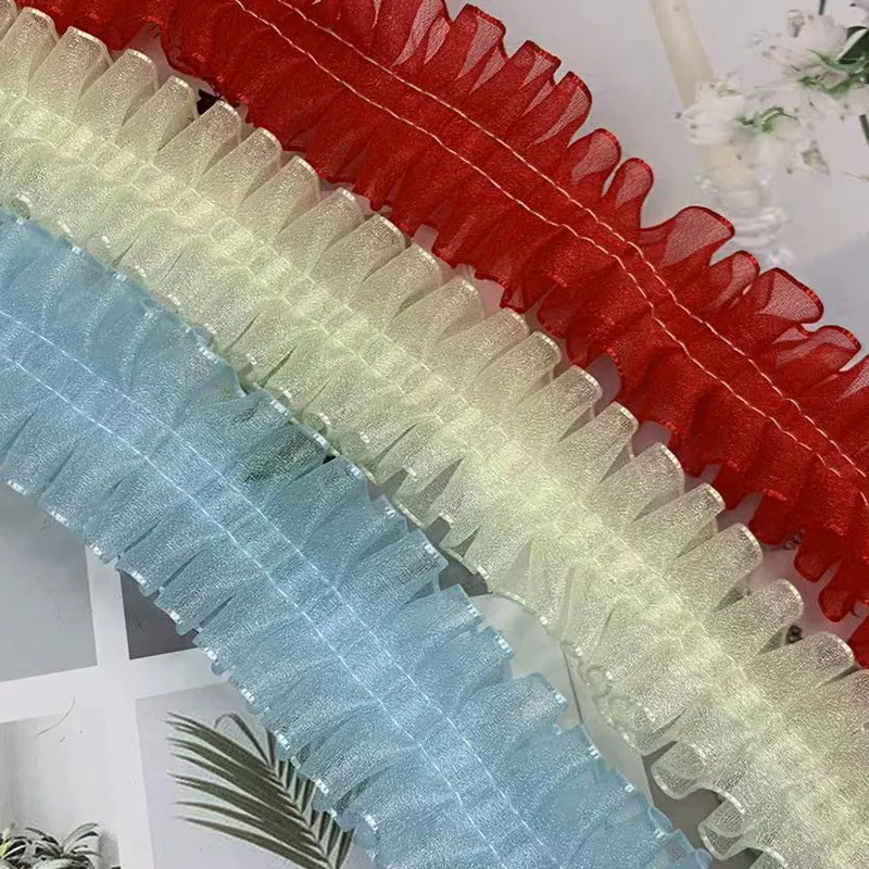 13 colors4cm Gauze Belt Foldable Wrinkle Center Line Diy Hair Accessories Clothing Luggage Toys Home Textile Materials  10 yards