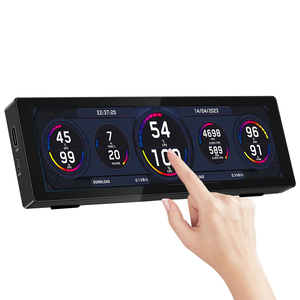 شاشة محمولة بشريط طويل 7.8 بوصة 1280 × 400 شاشة IPS HDMI شاشة كمبيوتر محمول للكمبيوتر الشخصي Raspberry pi 4 3 B Aida64