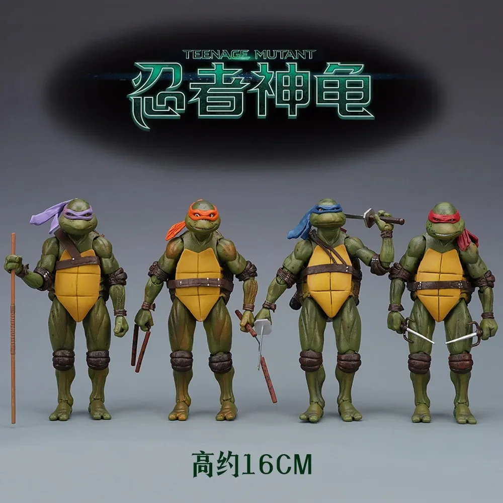 NECA 4 Teile/satz Teenage Mutant Ninja Turtles TMNT 1990 Version Action Figure Film Edition Filme Modell Anime Kinder Für Spielzeug Puppe