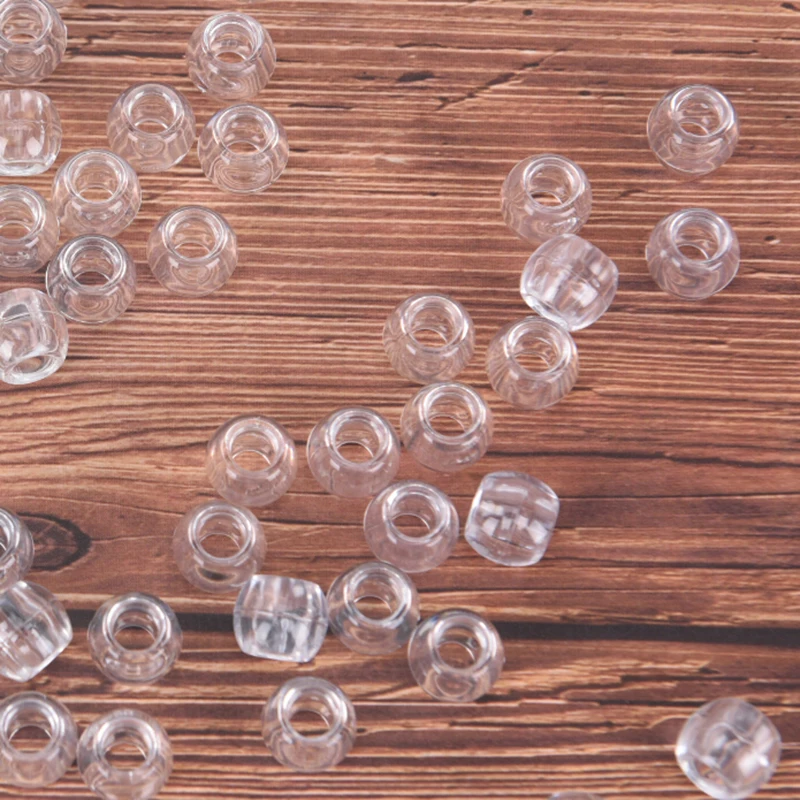 New 100x Transparent Dreadlocks Hair Ring Hair Braid Beads Cuffs Clips 6mm Hole