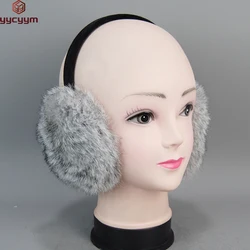 Hot Sell Russian Lady Plush Real Rabbit Fur Earlaps Winter Women Warm Fluffy Rabbit Fur Earmuff Outdoor Female Fur Earflaps